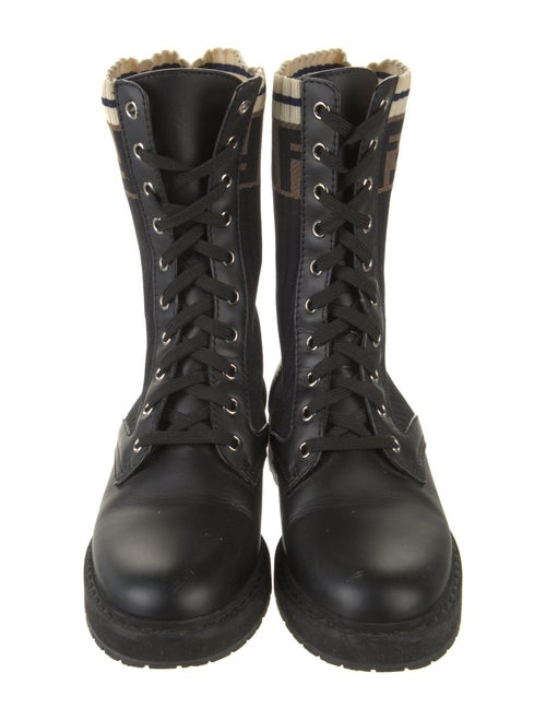 Fendi Zucca FF Logo Animal Print Combat Boots