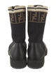 Fendi Zucca FF Logo Animal Print Combat Boots