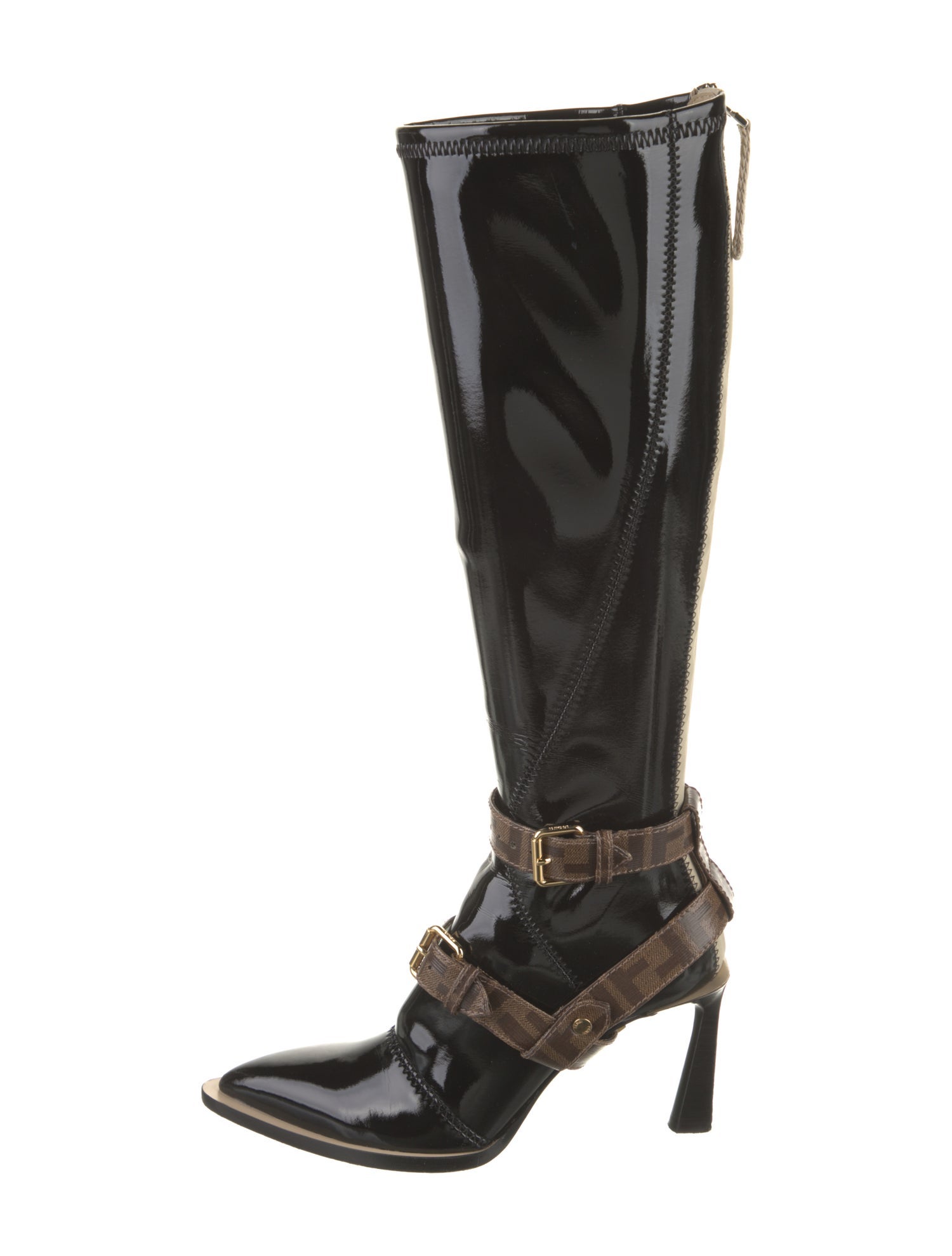 Fendi Patent Leather Lace-Up Boots