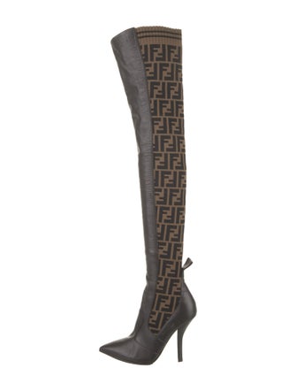 Fendi Leather Printed Sock Boots