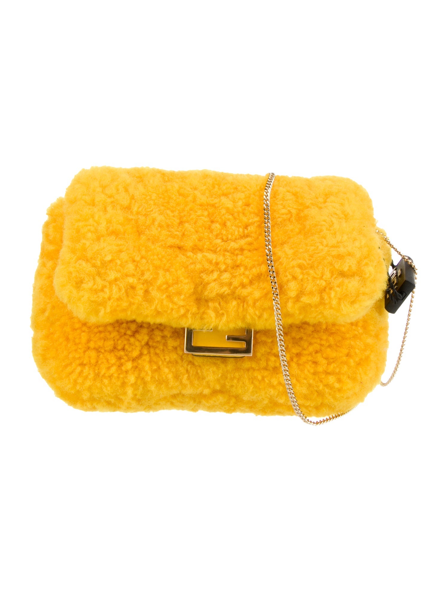 Mini Faux Fur Crossbody Bag with Gold Chain Strap main image 1