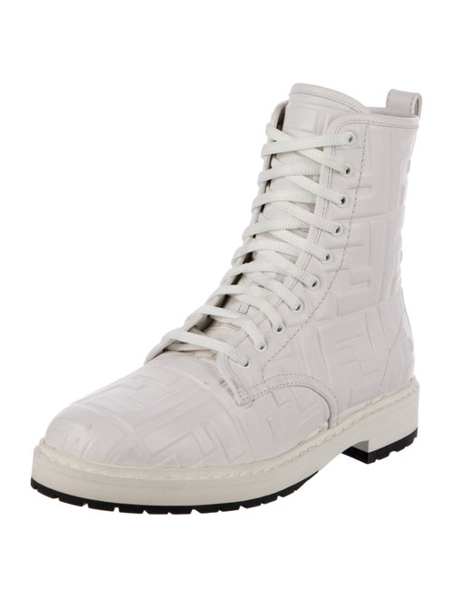 Fendi Zucca FF Logo Leather Combat Boots