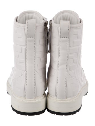 Fendi Zucca FF Logo Leather Combat Boots