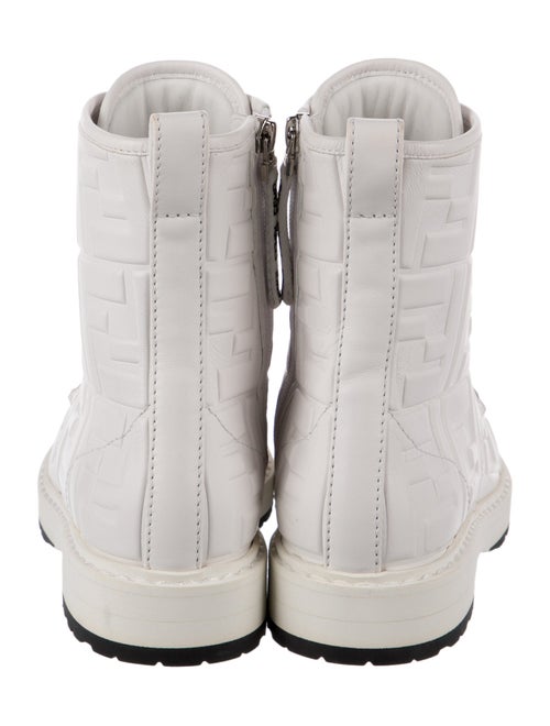 Fendi Zucca FF Logo Leather Combat Boots