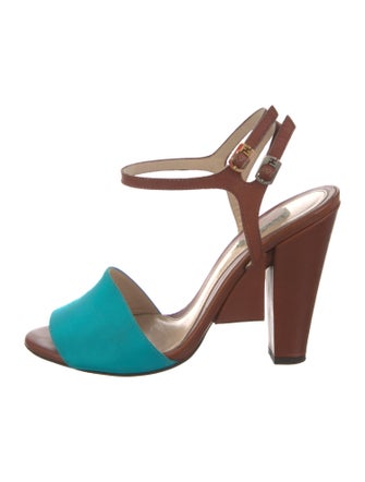 Fendi Colorblock Pattern Slingback Sandals