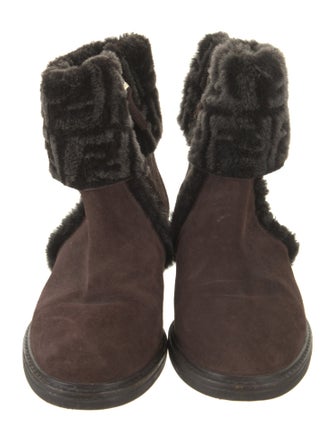 Fendi Zucca FF Logo Suede Combat Boots