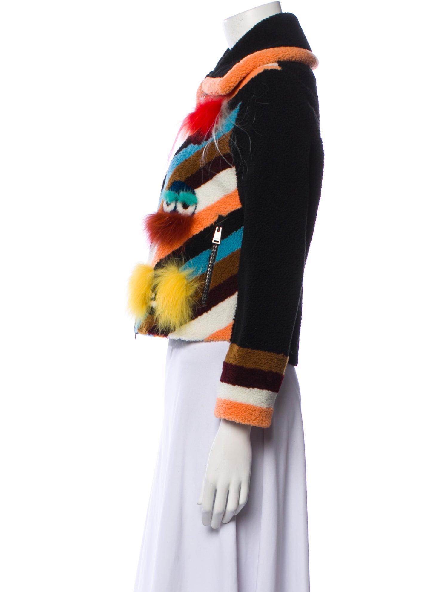 Fendi Shearling Striped Fur Jacket