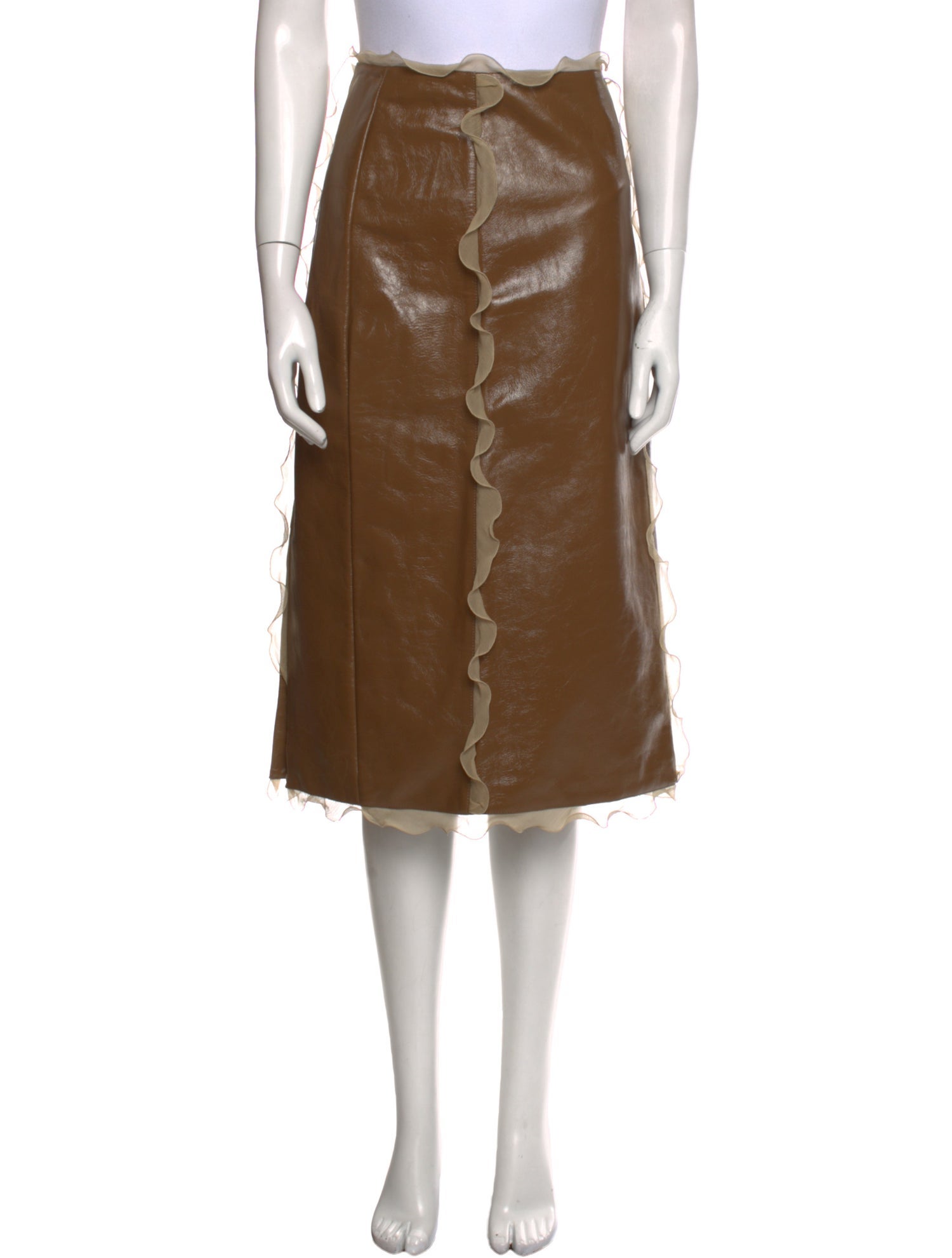 Fendi Leather Knee-Length Skirt w/ Tags