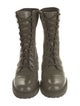 Fendi Zucca FF Logo Embossed Leather Combat Boots