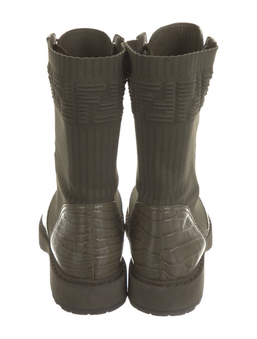 Fendi Zucca FF Logo Embossed Leather Combat Boots