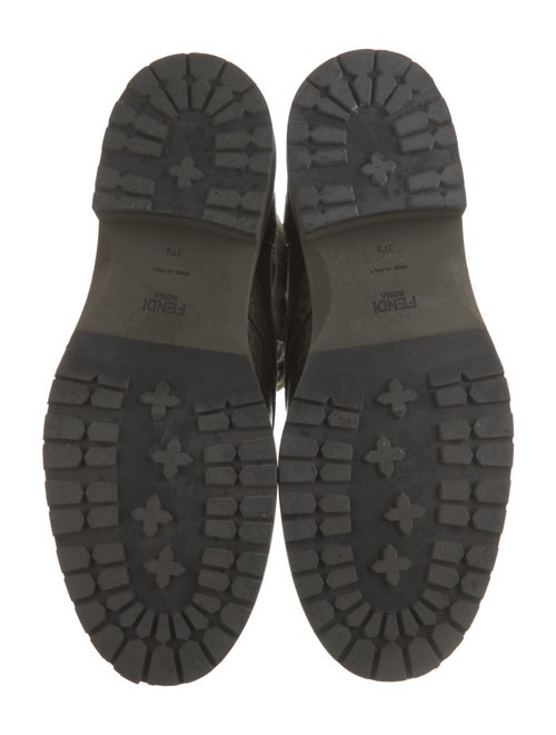 Fendi Zucca FF Logo Embossed Leather Combat Boots