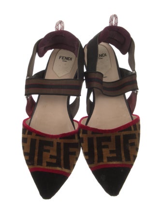 Fendi Velvet Printed Slingback Flats