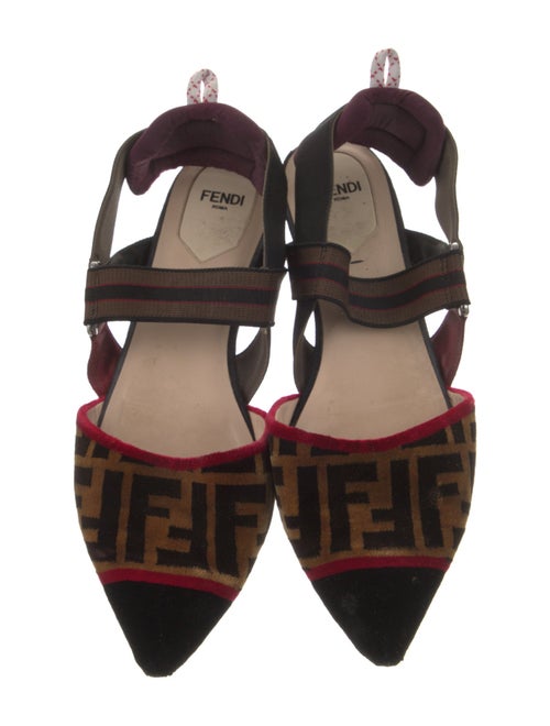 Fendi Velvet Printed Slingback Flats