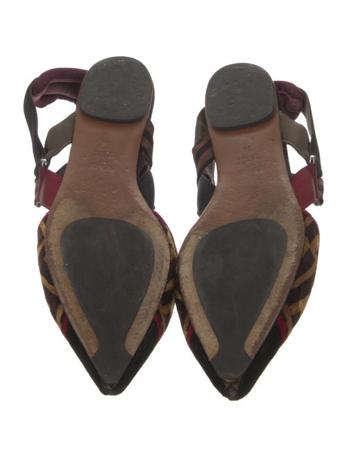 Fendi Velvet Printed Slingback Flats