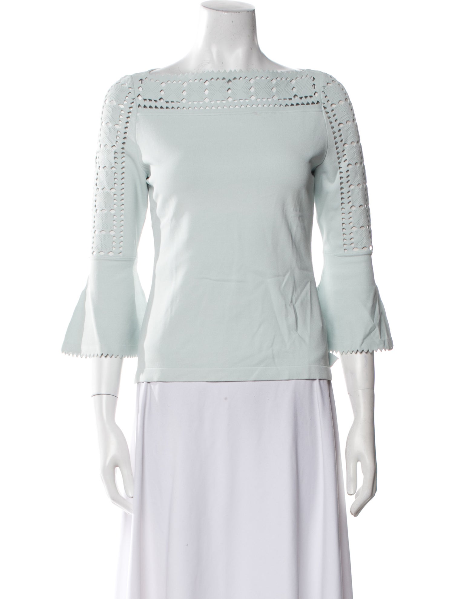 Fendi Bateau Neckline Three-Quarter Sleeve Top