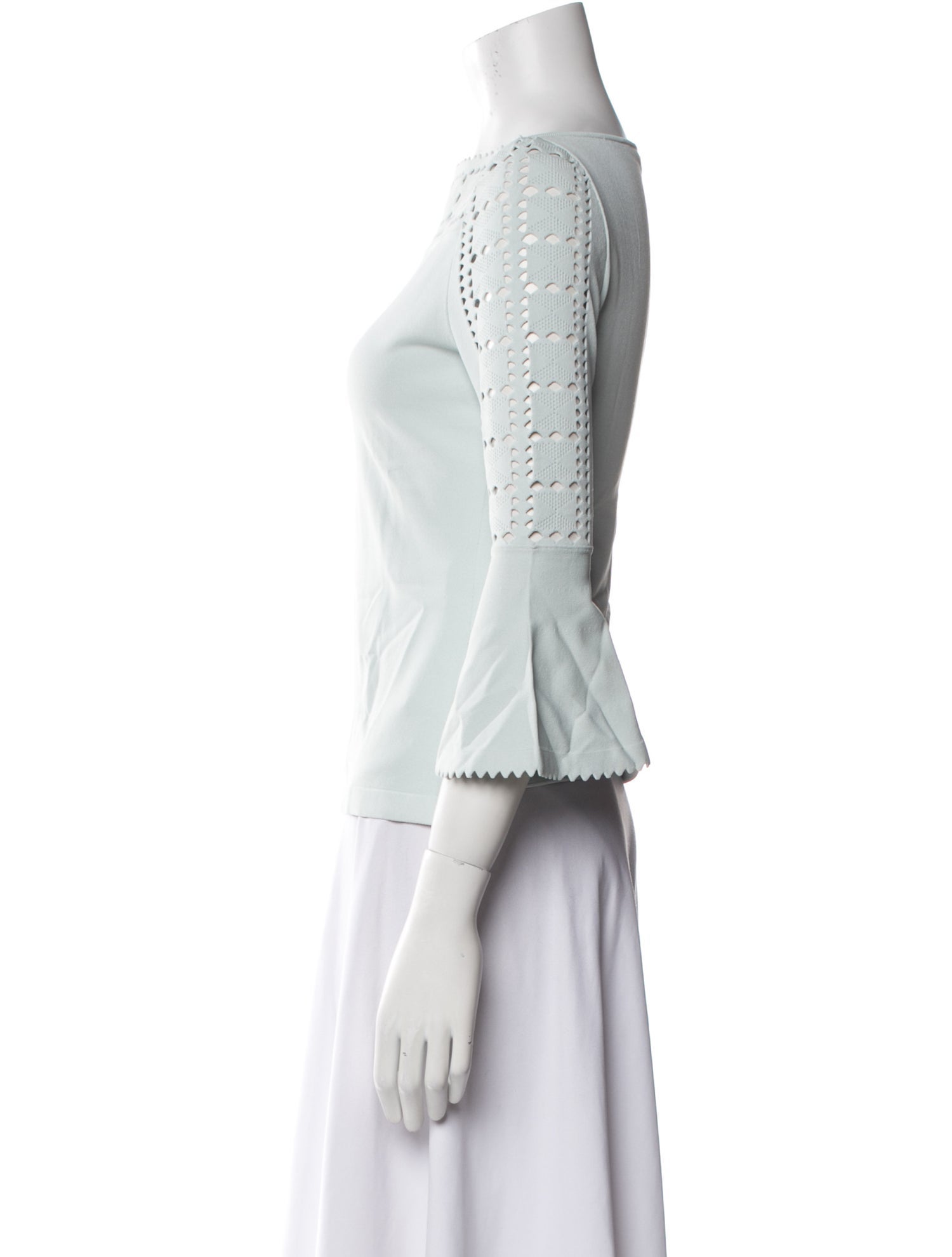Fendi Bateau Neckline Three-Quarter Sleeve Top