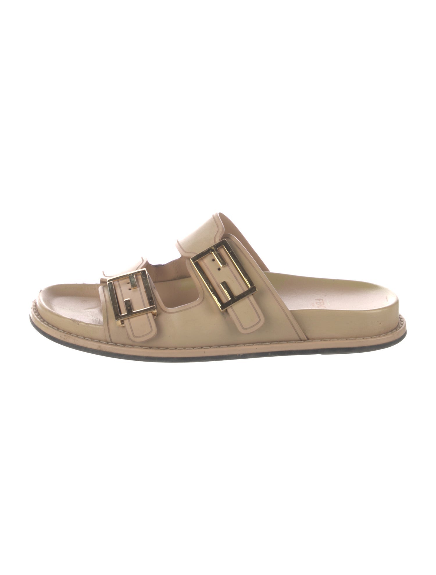 Fendi Zucca FF Logo Leather Slides