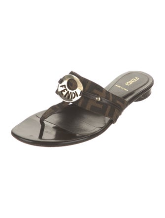 Fendi Zucca FF Logo Canvas Slides