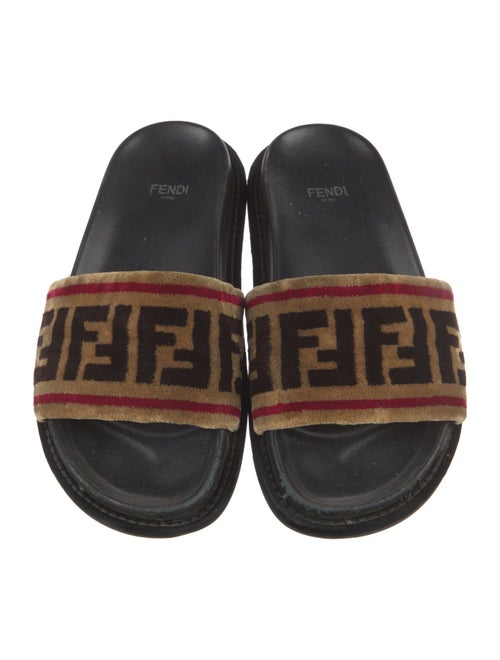 Fendi Zucca FF Logo Velvet Slides