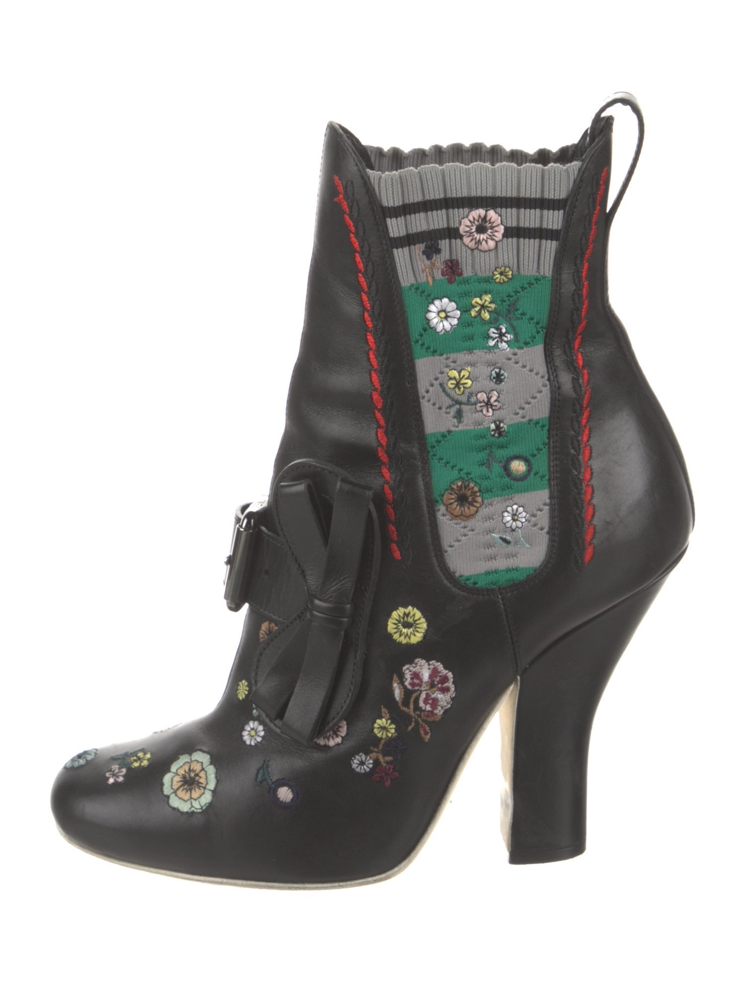 Fendi Leather Printed Lace-Up Boots