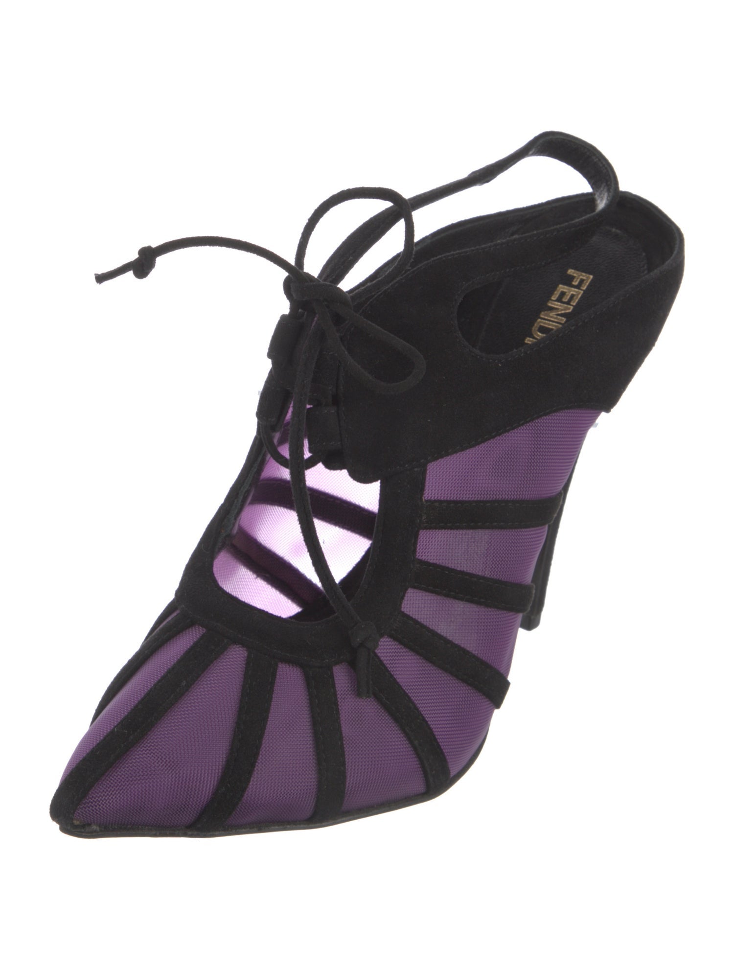 Fendi Mesh Colorblock Pattern Mules