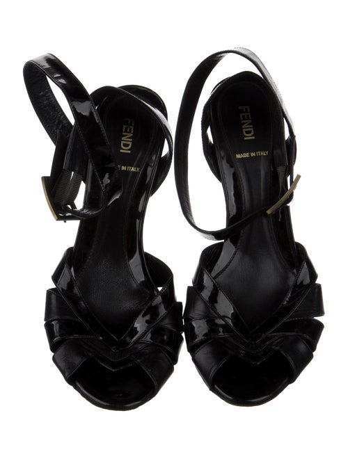 Fendi Zucca FF Logo Patent Leather Sandals