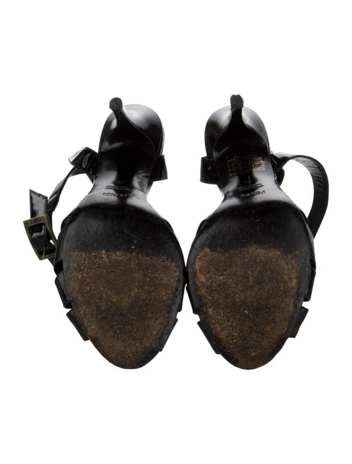 Fendi Zucca FF Logo Patent Leather Sandals