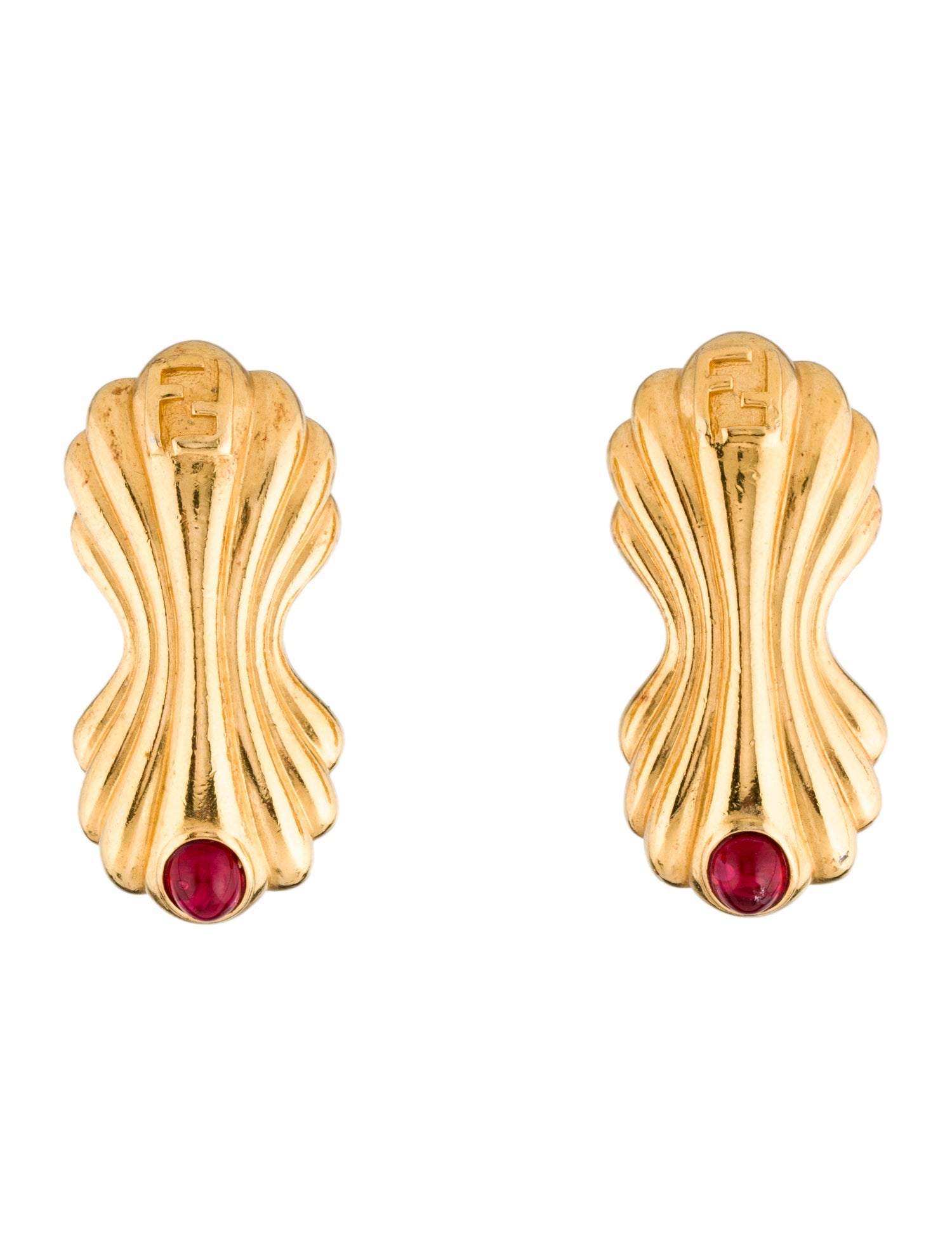 Fendi Vintage Resin Logo Clip-On Earrings