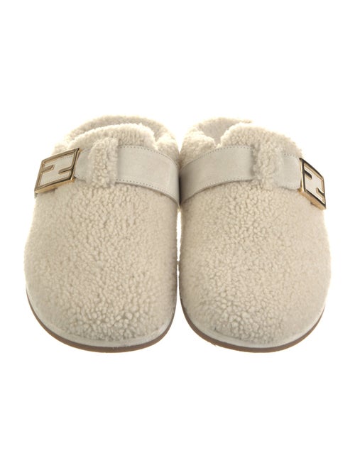 Fendi Shearling Leather Trim Embellishment Mules