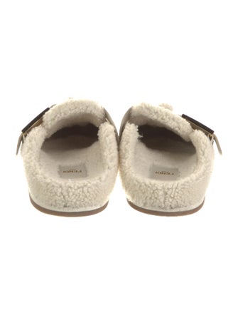 Fendi Shearling Leather Trim Embellishment Mules