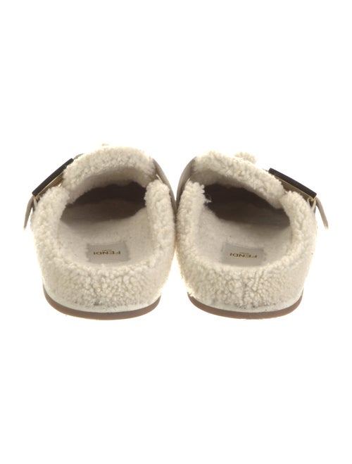 Fendi Shearling Leather Trim Embellishment Mules