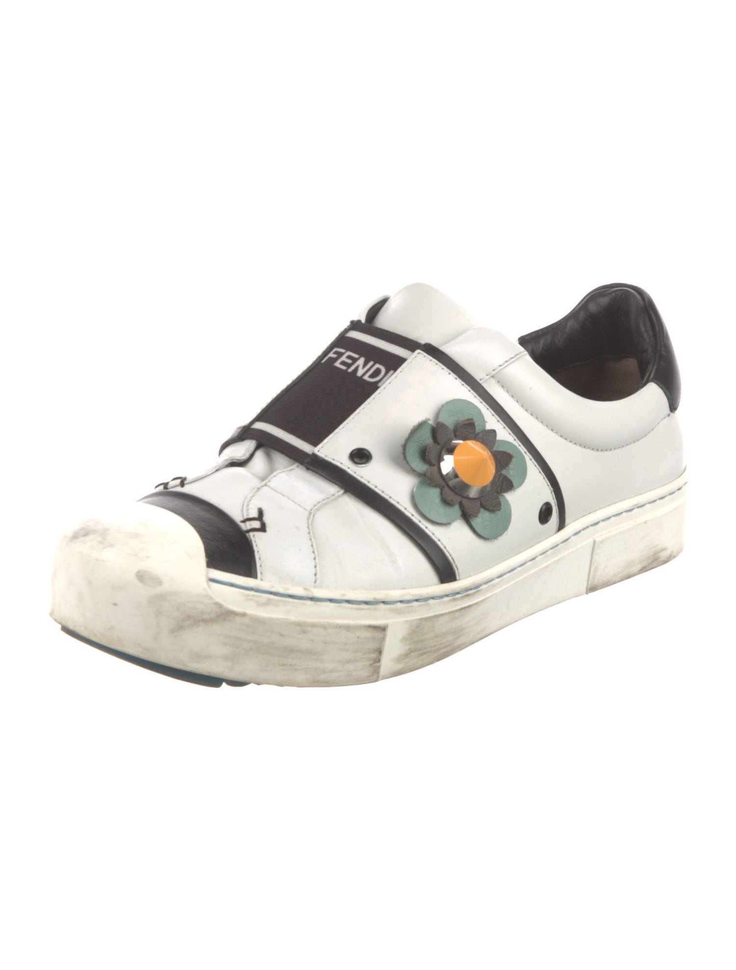 Fendi Leather Floral Print Sneakers