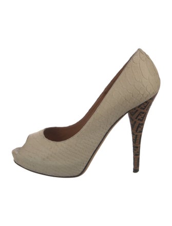 Fendi Zucca FF Logo Python Pumps