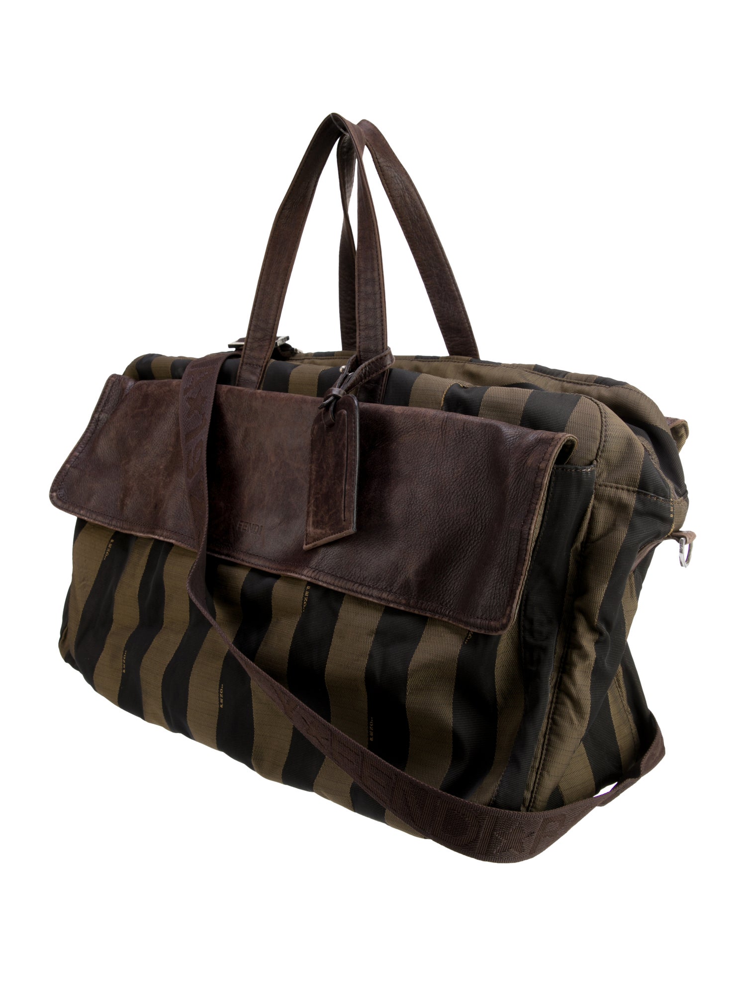 Fendi Pequin Weekender Bag Brown Luggage and Travel Handbags