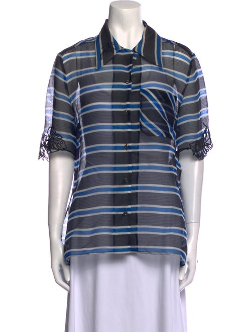 Fendi Silk Striped Button-Up Top