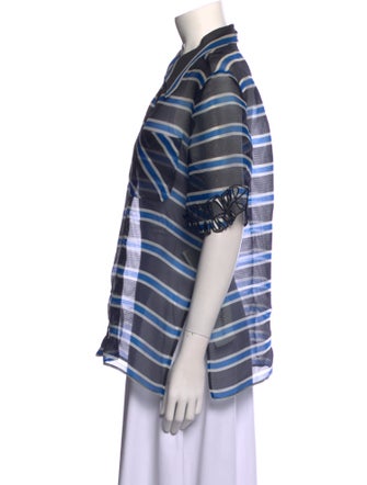 Fendi Silk Striped Button-Up Top