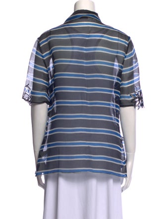 Fendi Silk Striped Button-Up Top