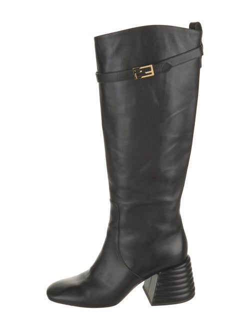 Fendi Zucca FF Logo Leather Riding Boots