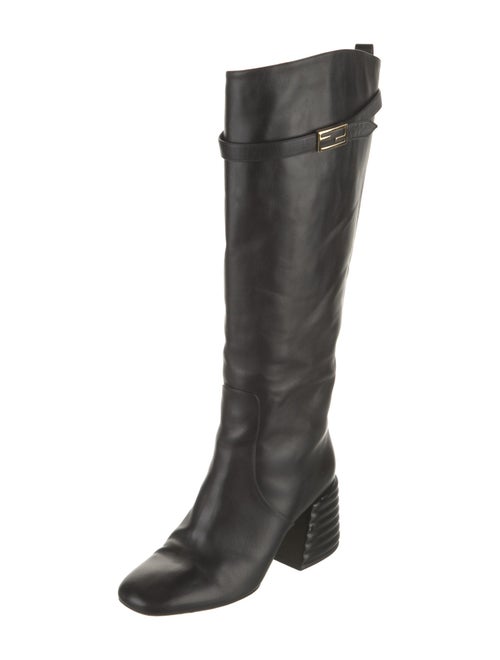 Fendi Zucca FF Logo Leather Riding Boots