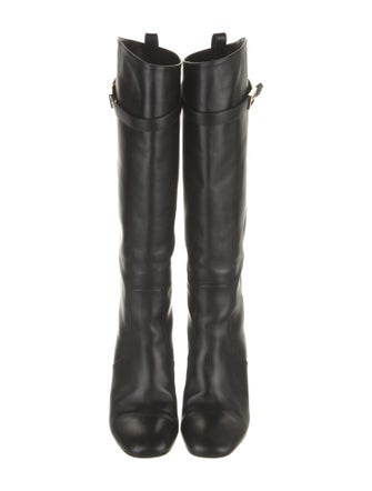Fendi Zucca FF Logo Leather Riding Boots