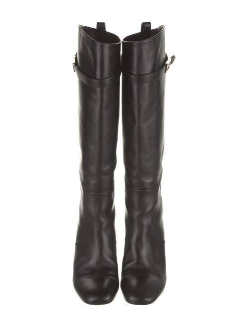 Fendi Zucca FF Logo Leather Riding Boots