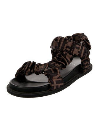 Fendi Satin Printed Slingback Sandals