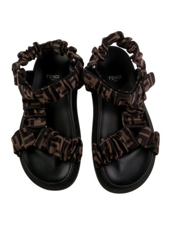 Fendi Satin Printed Slingback Sandals