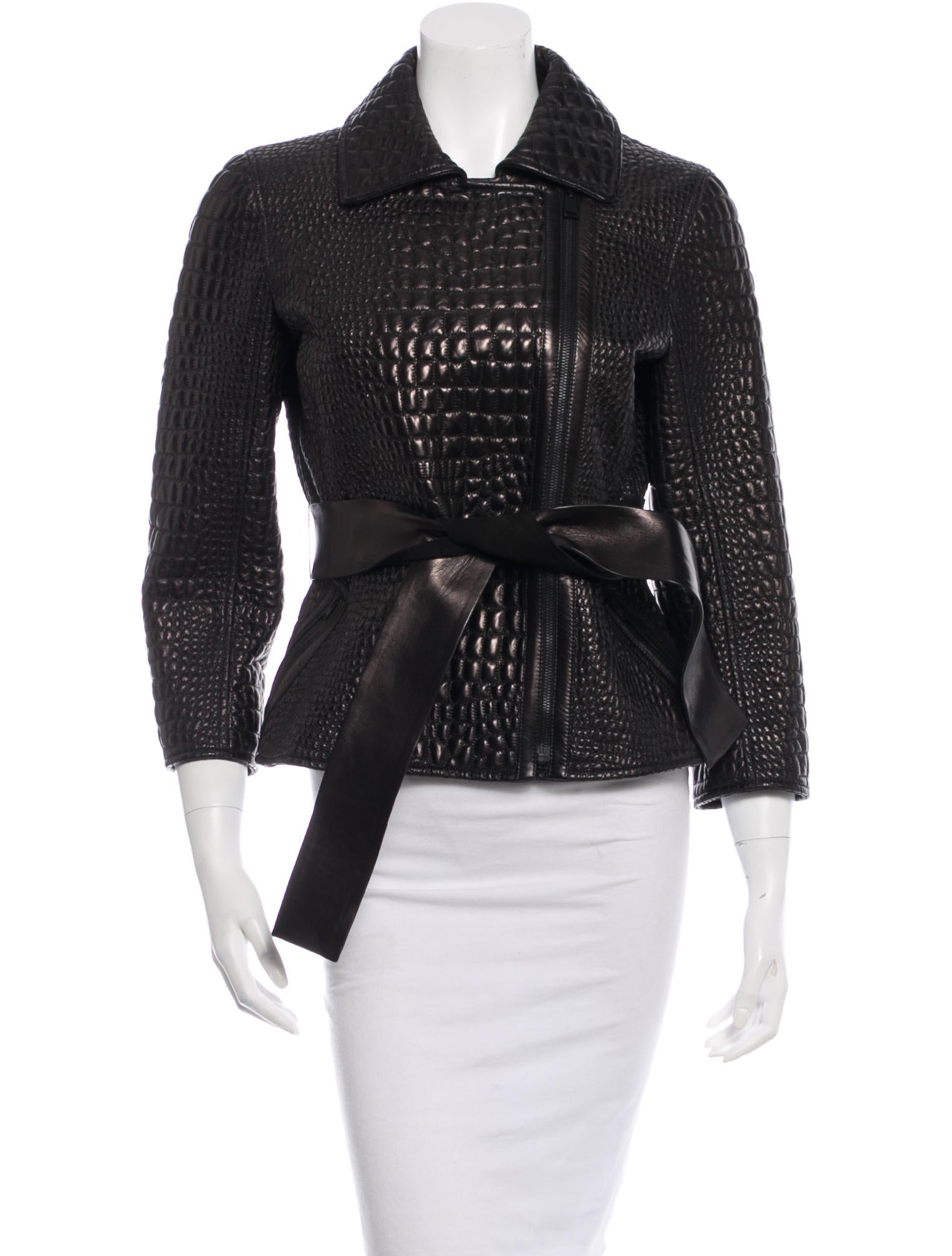 Fendi Embossed Leather Jacket Clothing FEN37796 The RealReal