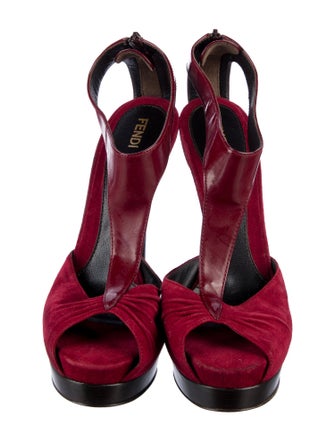 Fendi Suede T-Strap Sandals