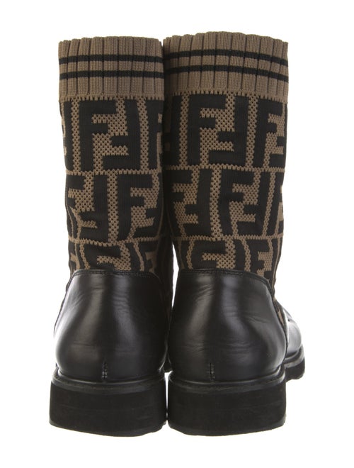 Fendi Zucca FF Logo Leather Combat Boots