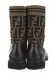 Fendi Zucca FF Logo Leather Combat Boots