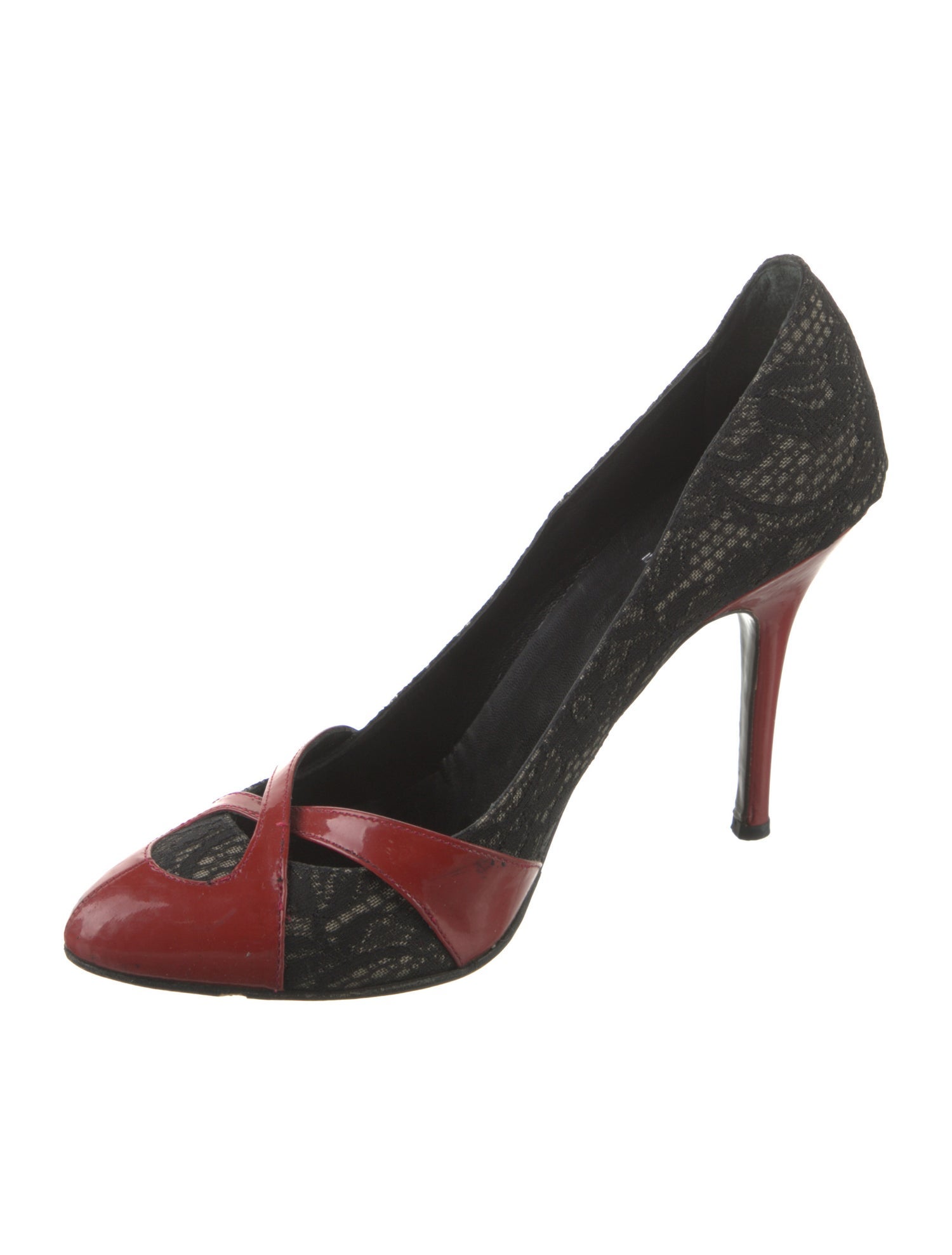 Fendi Lace Printed D'Orsay Pumps