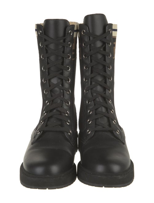 Fendi Zucca FF Logo Leather Combat Boots