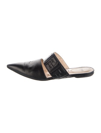 Fendi Zucca FF Logo Leather Mules